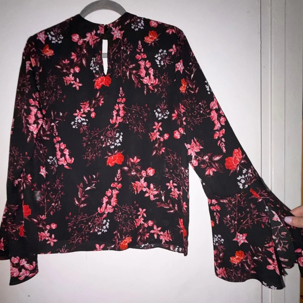 Violet & Claire Black and Red Floral Blouse